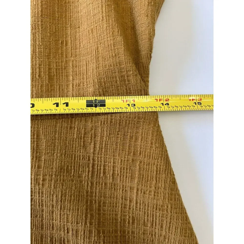 Madewell Texture & Thread Puff Sleeves Button Down Yellow Stretch Dress XS